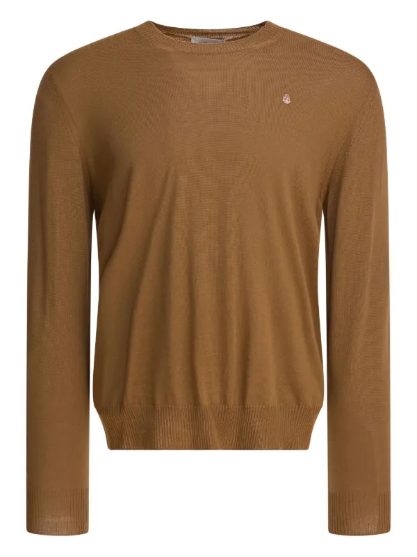 Alexander McQueen Crew-neck Wool Sweater in Brown