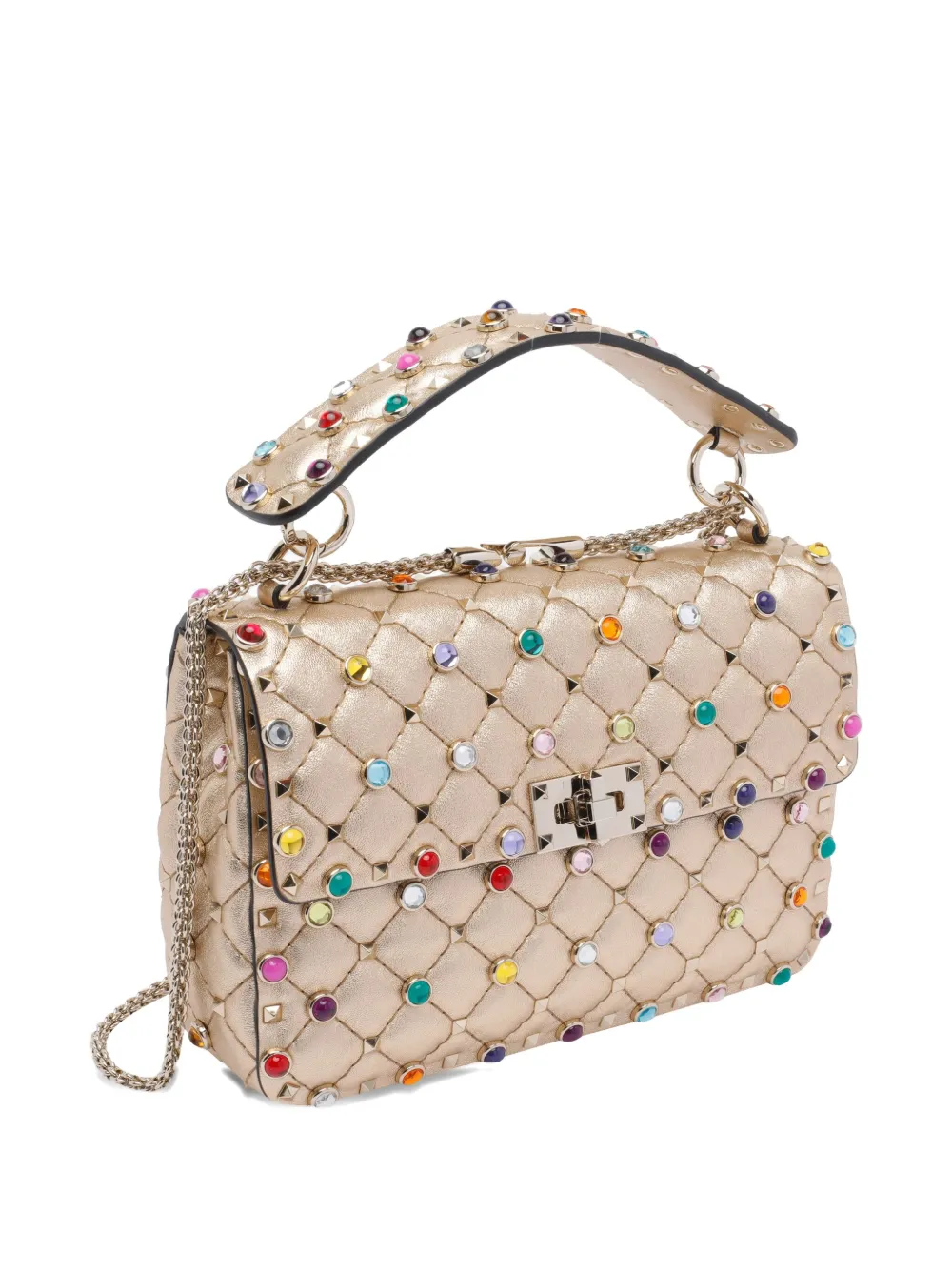 Valentino Garavani quilted laminated leather Rockstud tote bag Goud