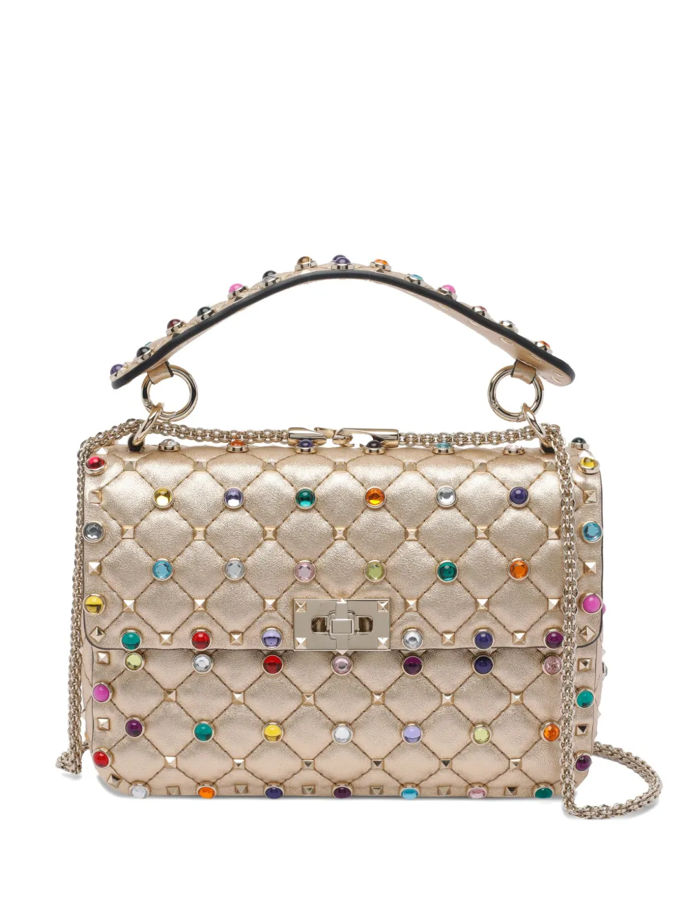Valentino Garavani quilted laminated leather Rockstud tote bag Goud