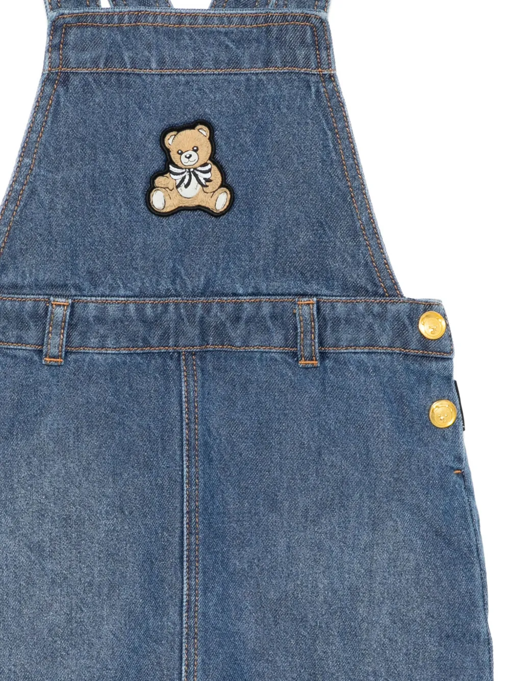 Moschino Kids Tuinbroek met teddy-borduurwerk Blauw