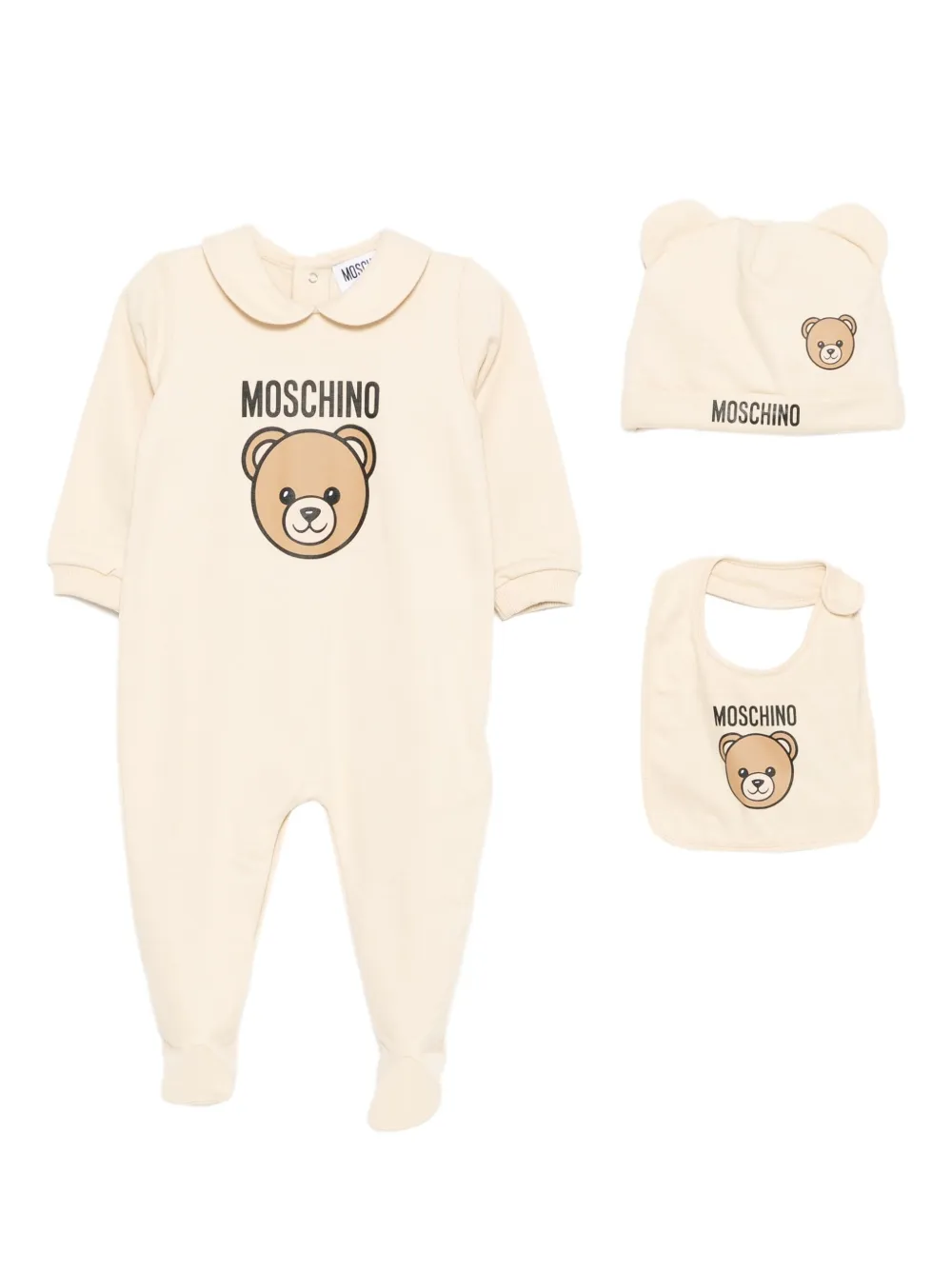 Moschino Kids teddy-print babygrow (set of three) | Neutrals | Image 1