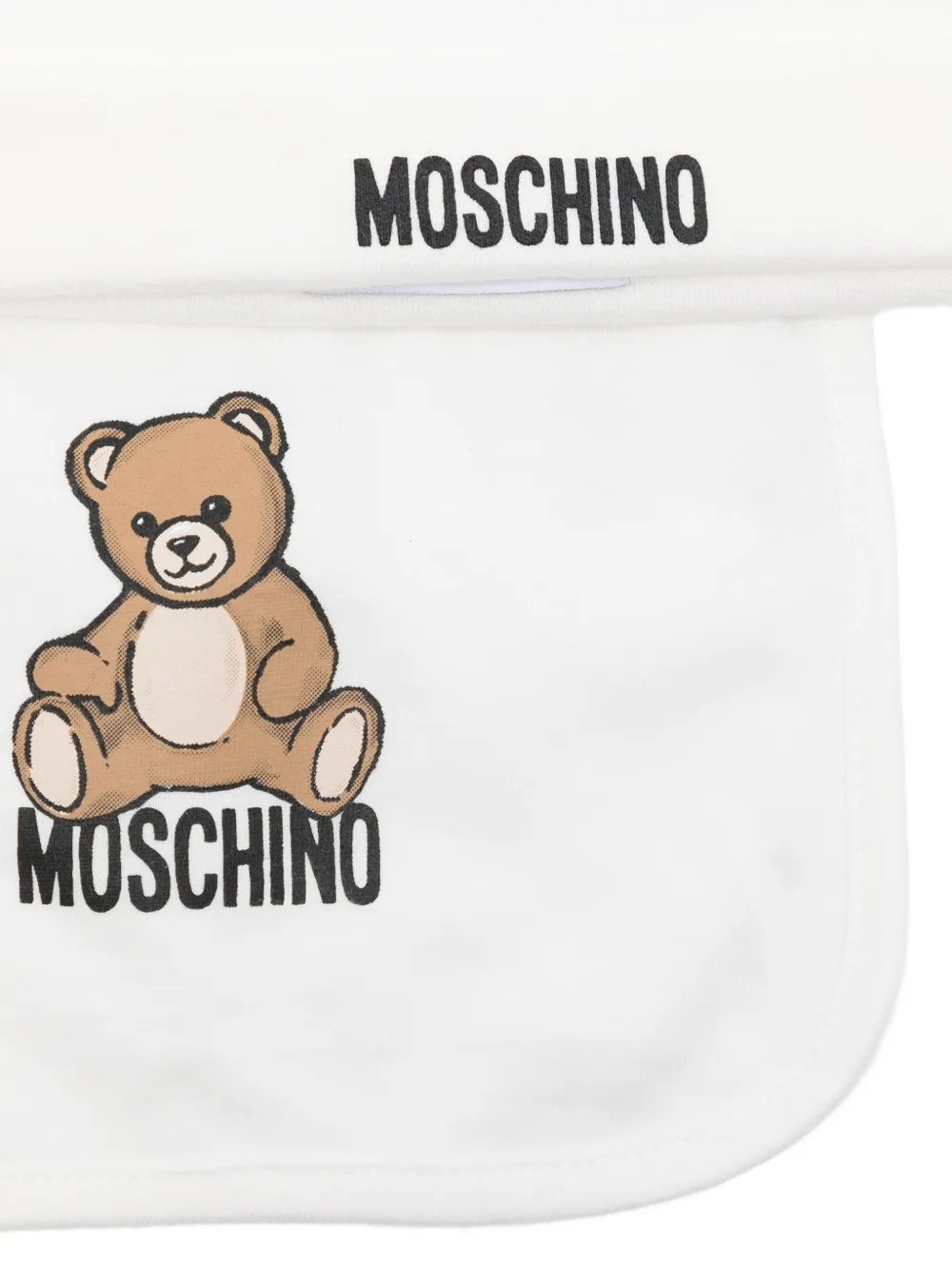 Moschino Kids Teddy Bear cotton hat bib set - Wit