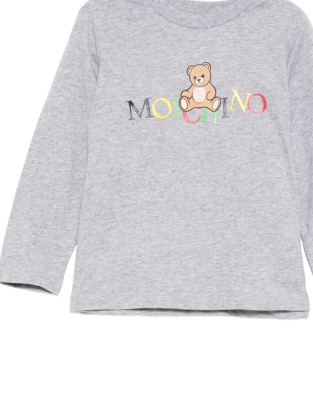 Moschino Kids Katoenen T-shirt met logoprint Grijs