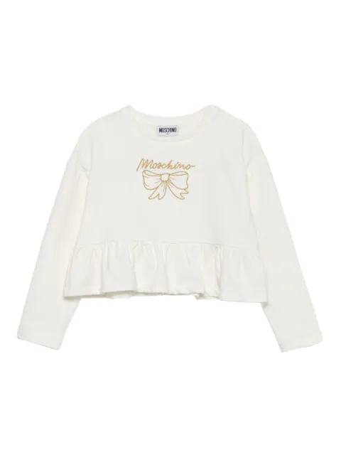 Moschino Kids embroidered-logo blouse 