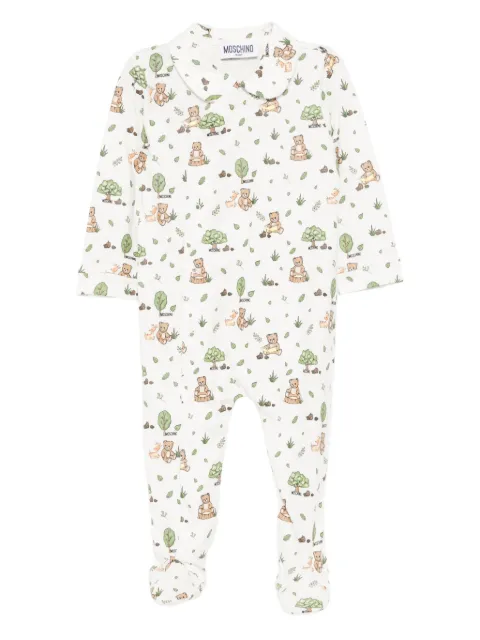 Moschino Kids bear-print footed jumpsuit