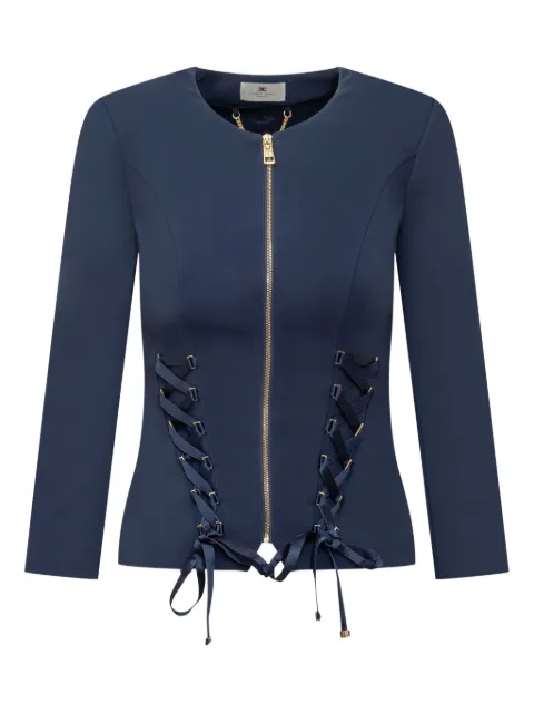 Elisabetta Franchi lace-up zip-front jacket