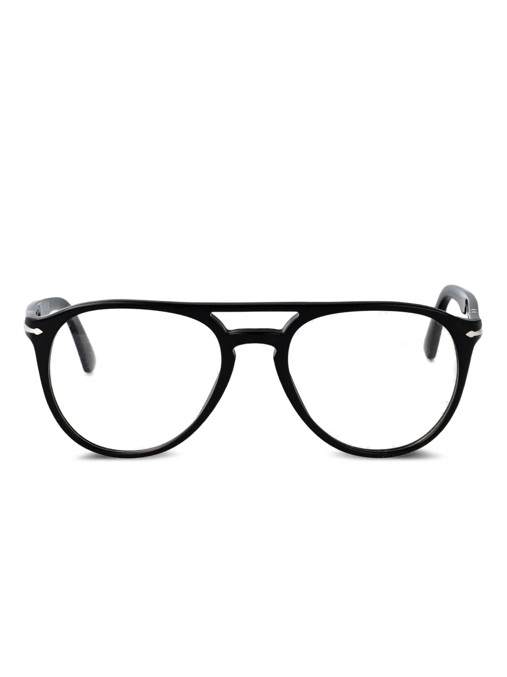 Persol double-bridge round-frame glasses Zwart