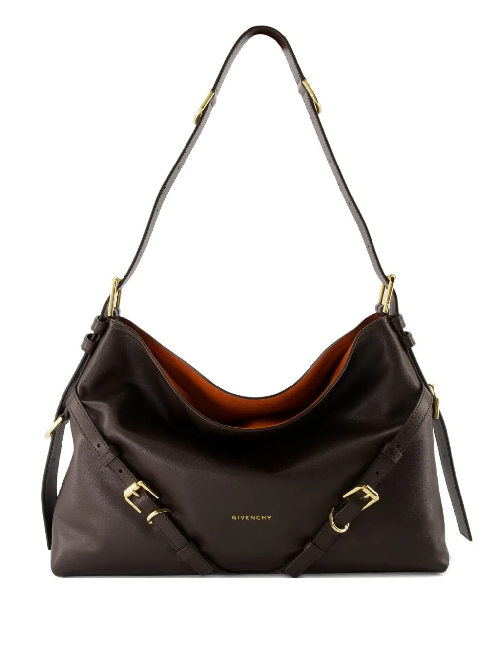 Givenchy Medium Voyou kalfsleren schoudertas met gespsluiting Bruin