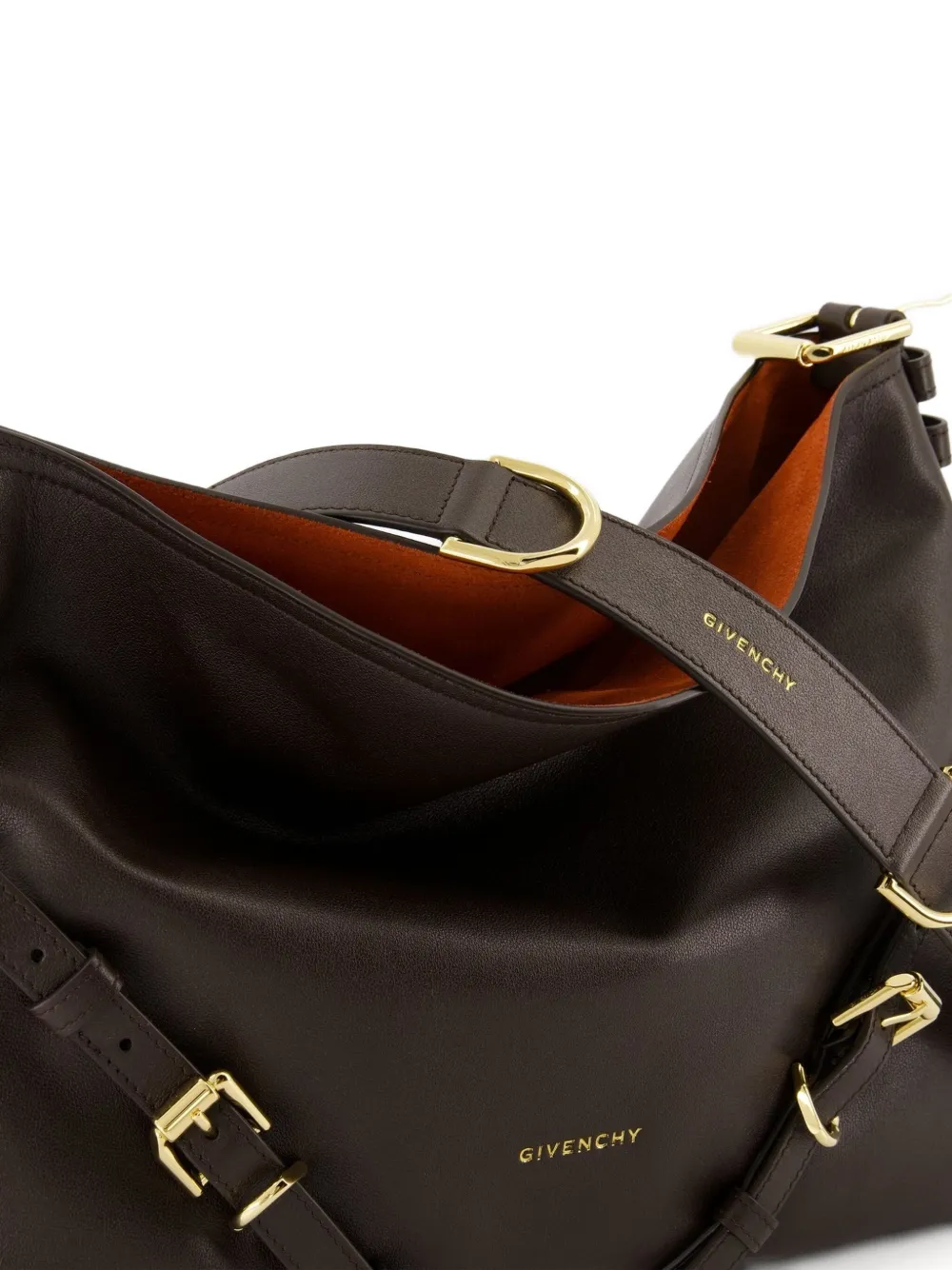 Givenchy Medium Voyou kalfsleren schoudertas met gespsluiting Bruin