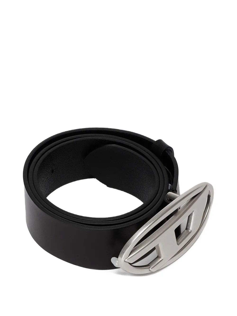 Diesel logo-buckle leather belt Zwart