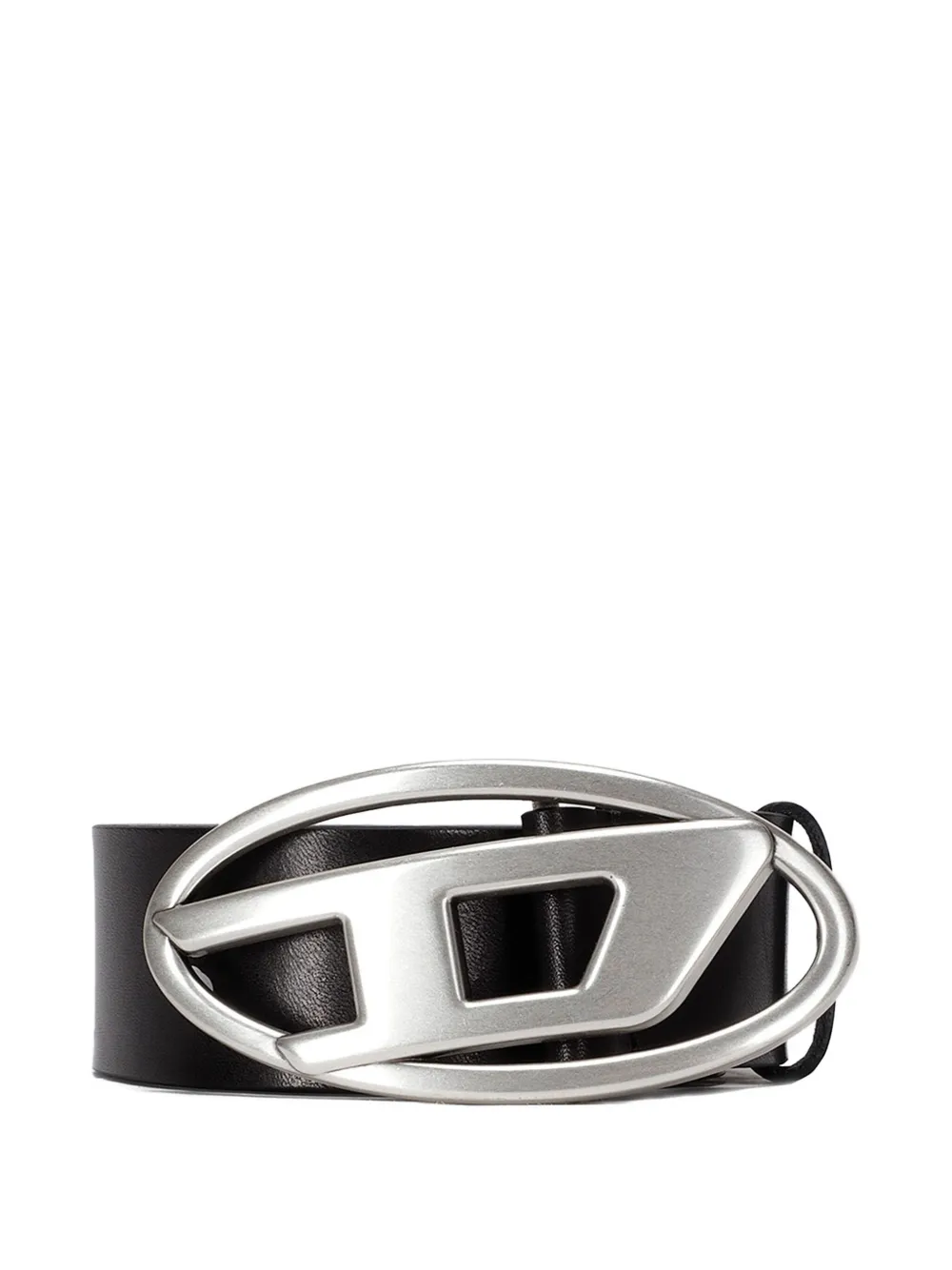 Diesel logo-buckle leather belt Zwart