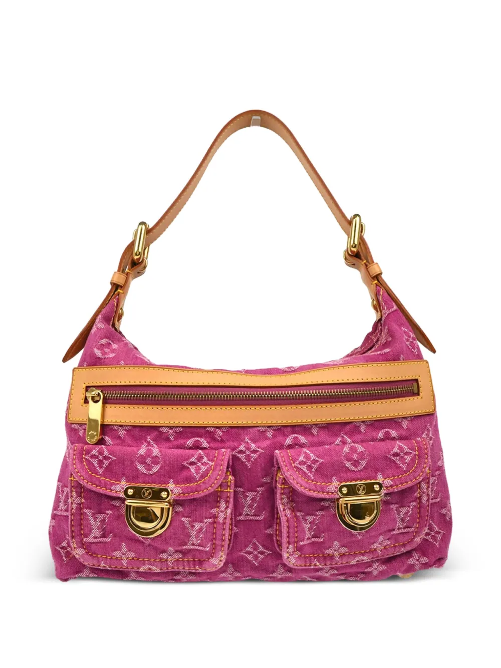 Pre-owned Louis Vuitton 2006 Denim Baggy Pm Shoulder Bag In Pink