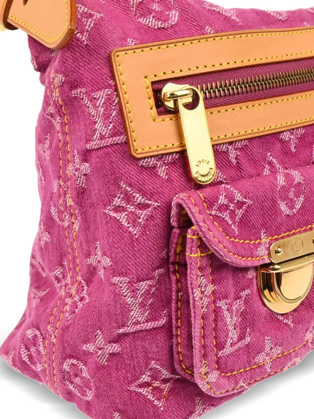 Pre-owned Louis Vuitton 2006 Denim Baggy Pm Shoulder Bag In Pink