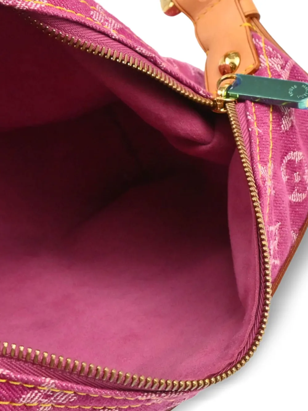 Pre-owned Louis Vuitton 2006 Denim Baggy Pm Shoulder Bag In Pink