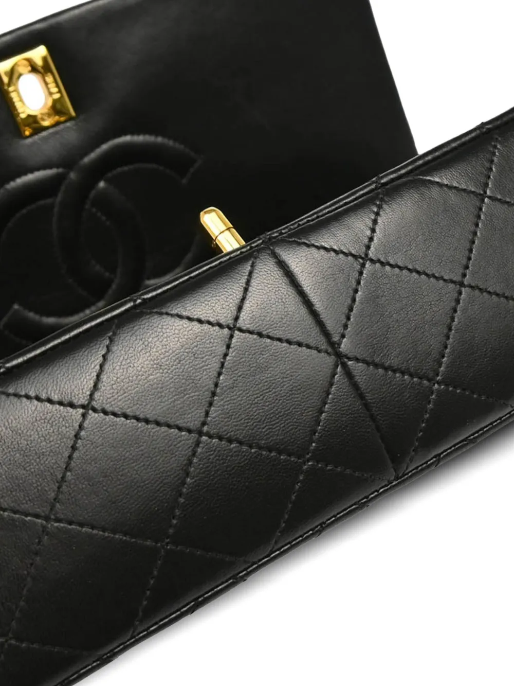 Pre-owned Chanel 1990 Small Turn-lock Handbag In Black