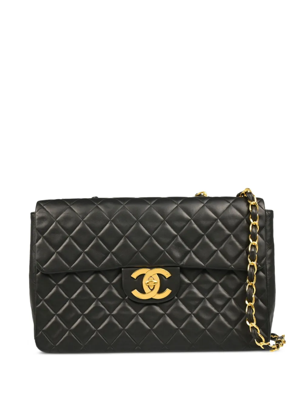 CHANEL Pre-Owned 1992 クラシック フラップ ショルダーバッグ マキシ - ブラック CHANEL Pre-Owned 1992 クラシック フラップ ショルダーバッグ マキシ - ブラック