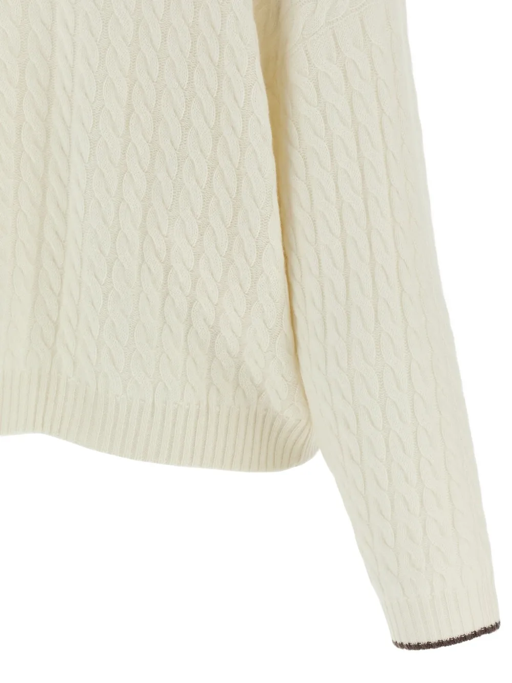 Brunello Cucinelli cable-knit logo-patch cardigan Wit