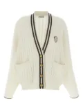 Brunello Cucinelli cable-knit logo-patch cardigan - White