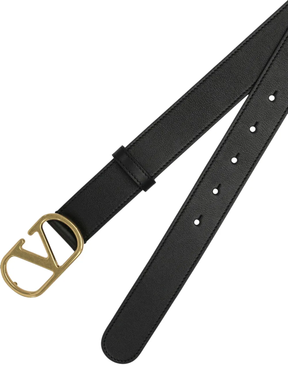 Valentino Garavani logo-plaque leather belt Zwart
