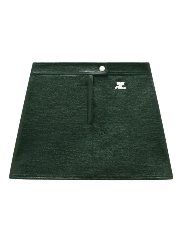 Courrèges Reedition Button-fastening Mini Skirt in Green
