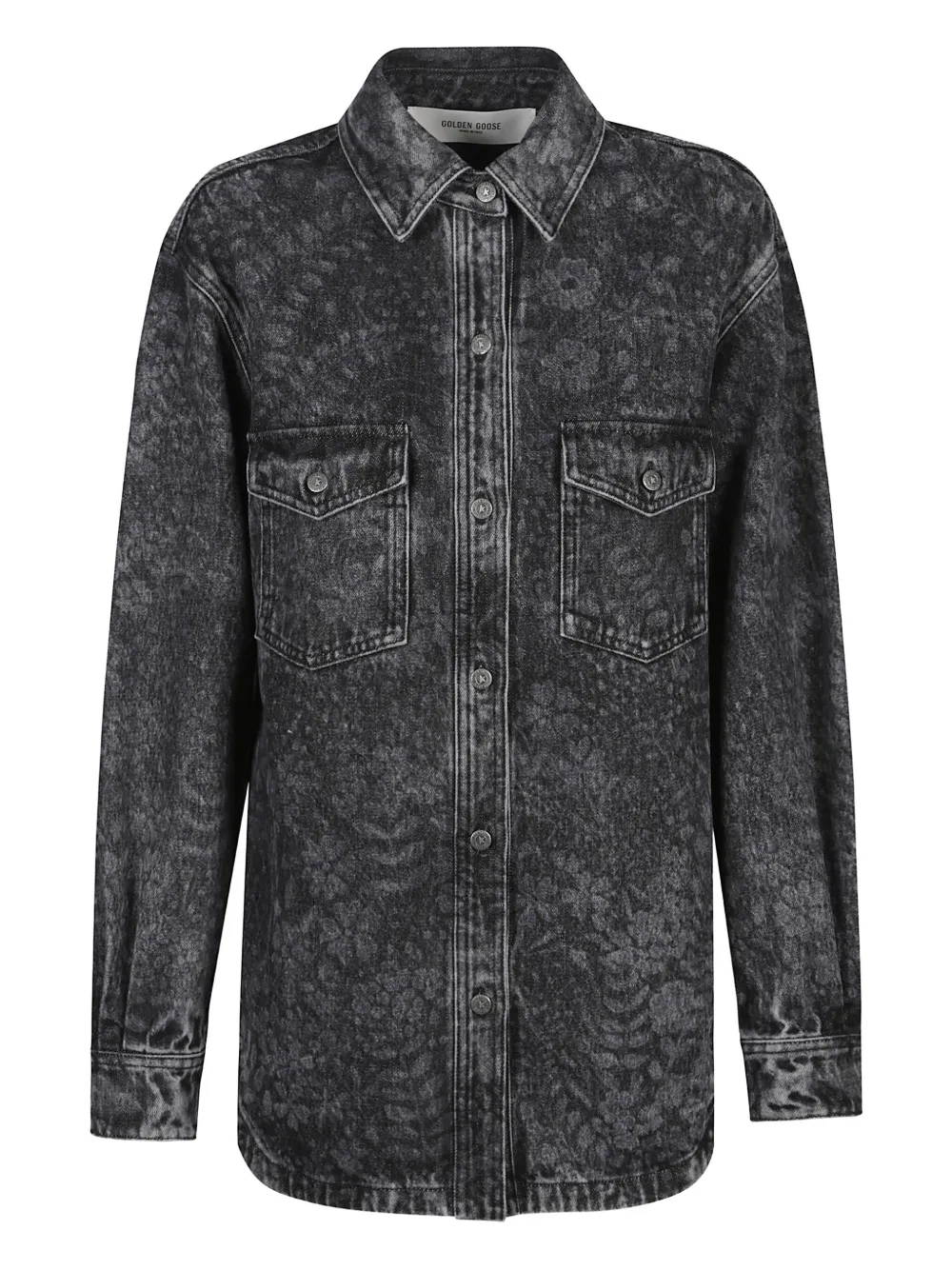 Golden Goose flower-print denim shirt Zwart