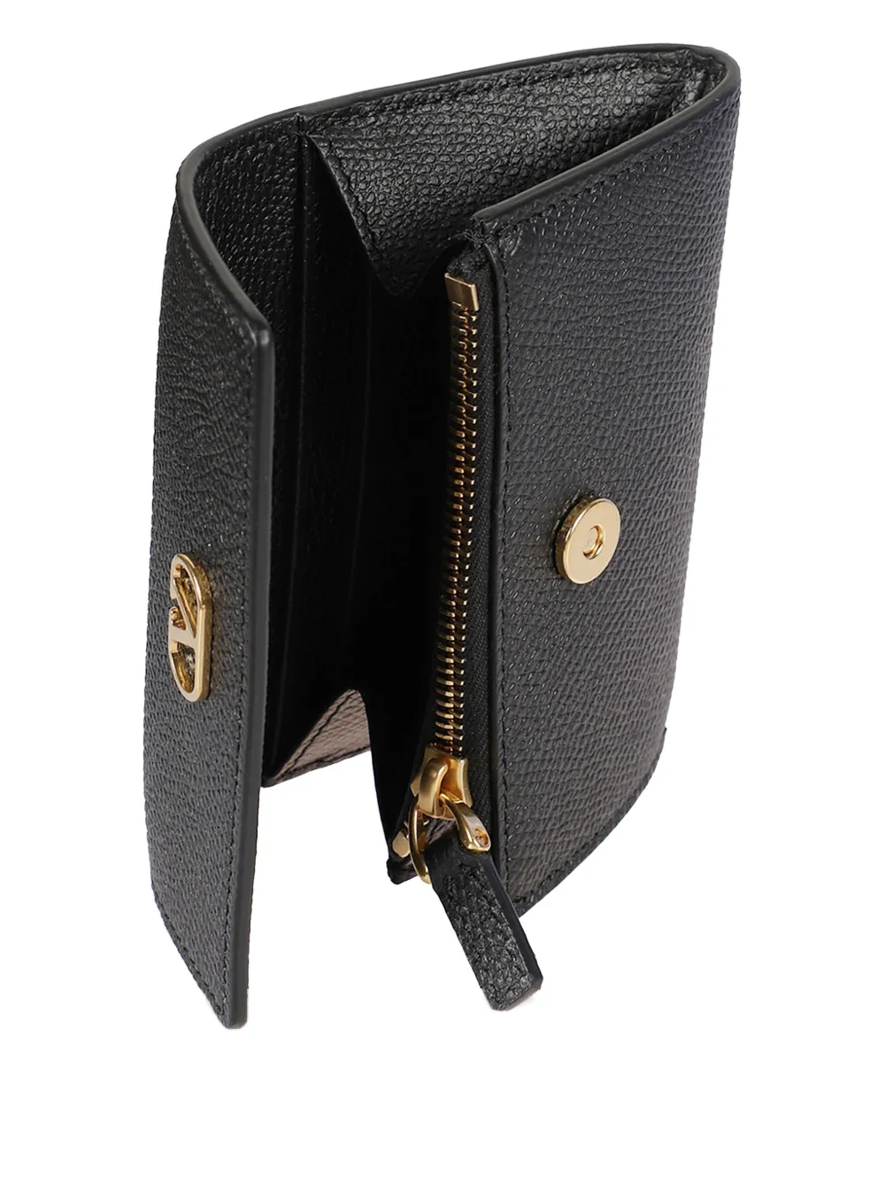 Valentino Garavani logo-plaque leather wallet Zwart