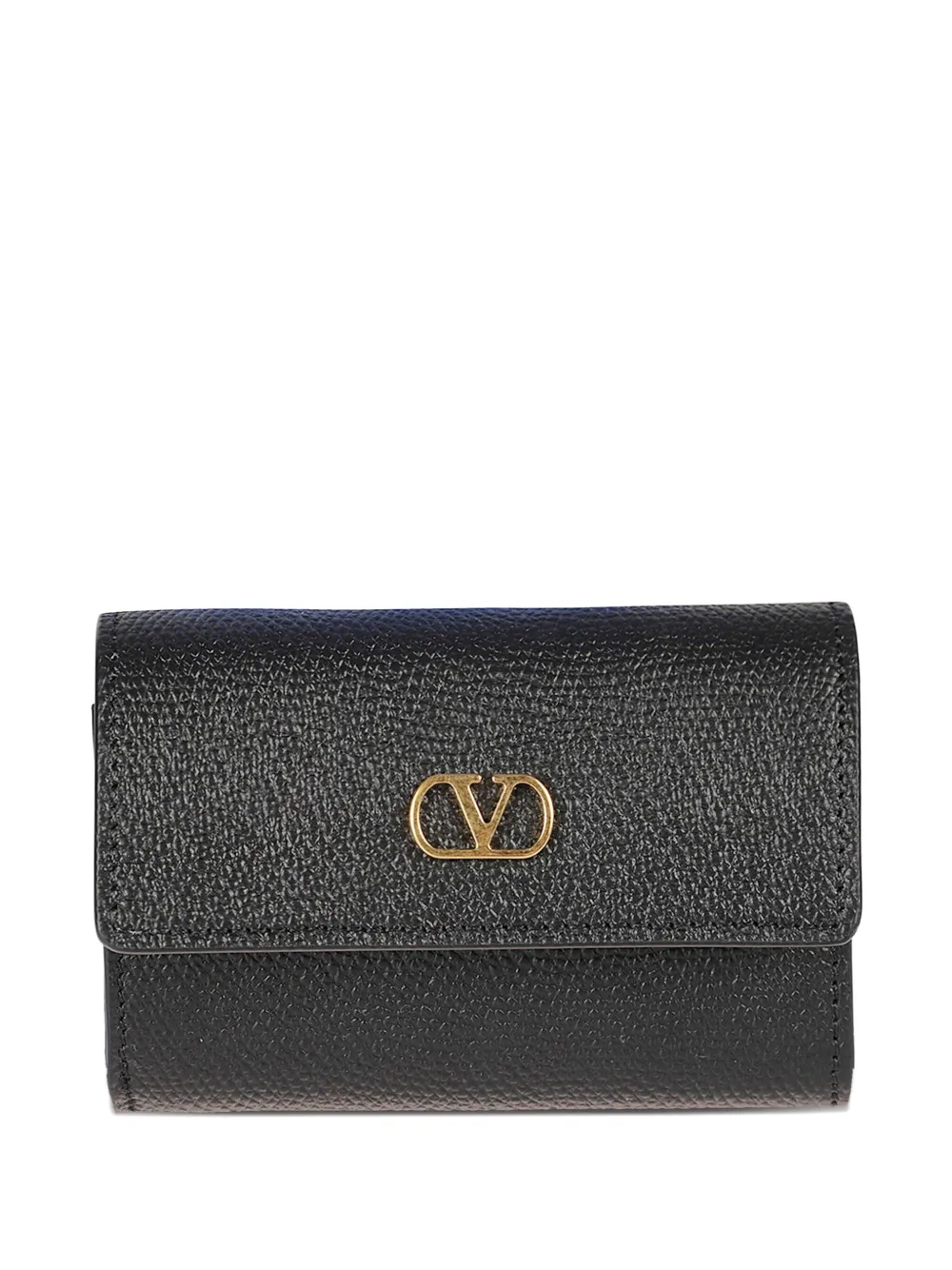 Valentino Garavani logo-plaque leather wallet Zwart