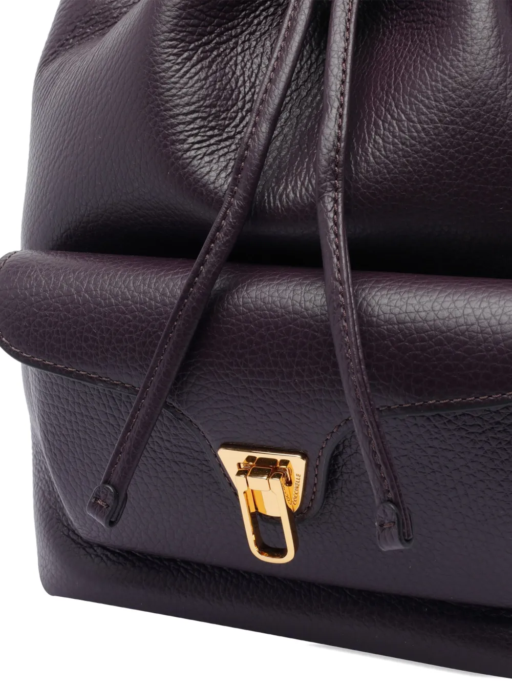 Coccinelle bucket bag drawstring closure Paars
