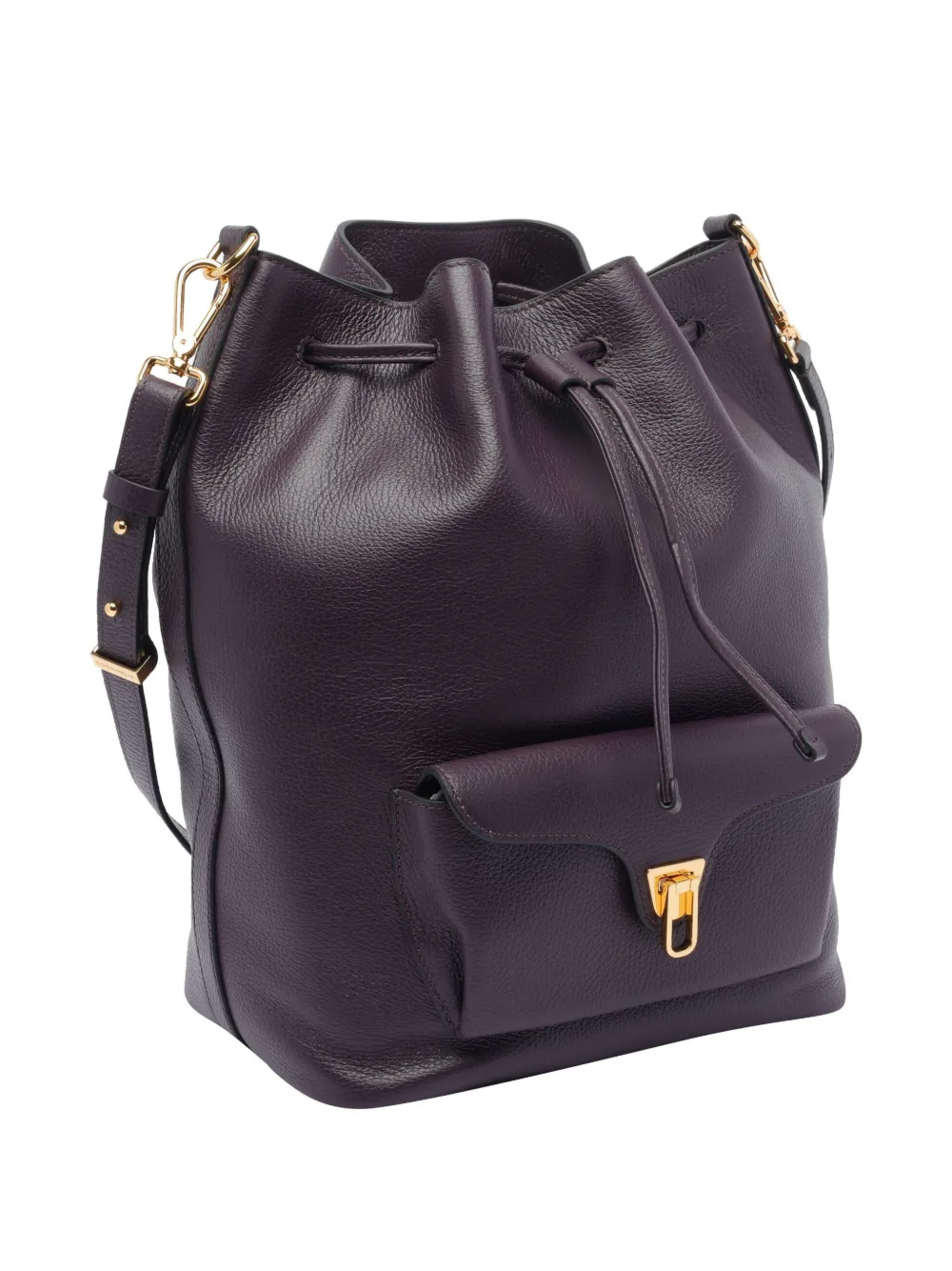 Coccinelle bucket bag drawstring closure Paars
