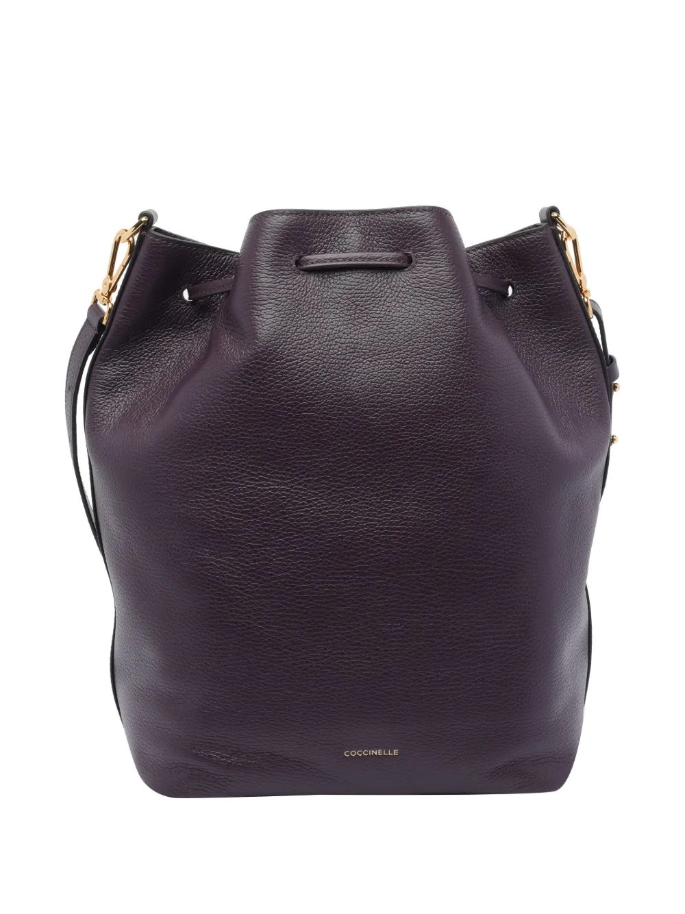 Coccinelle bucket bag drawstring closure Paars