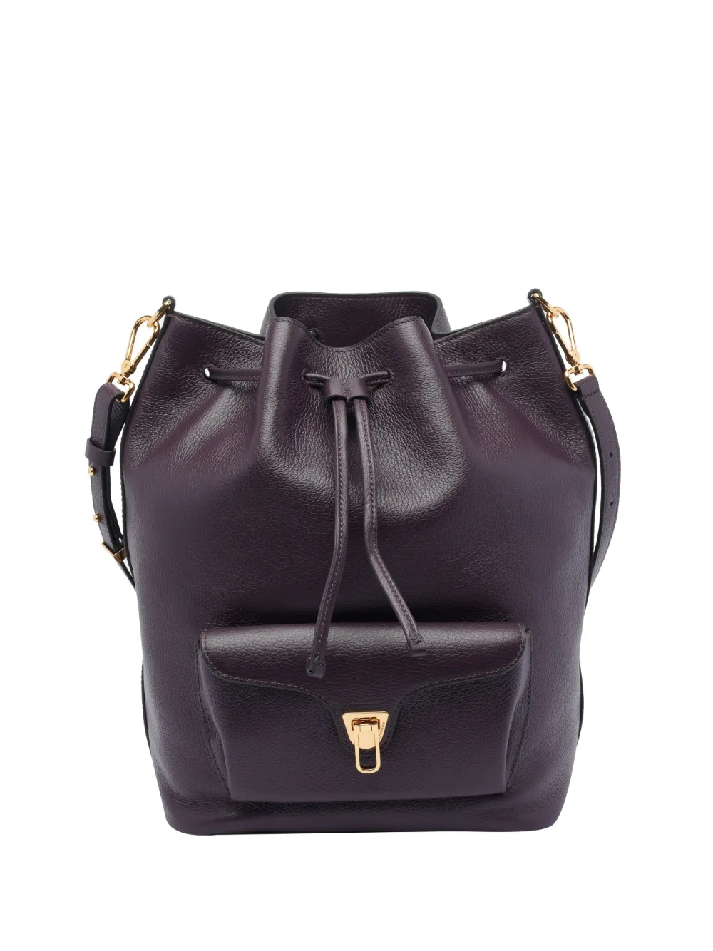 Coccinelle bucket bag drawstring closure Paars