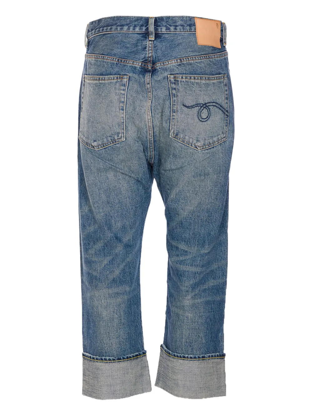 R13 logo-patch cuffed jeans Blauw