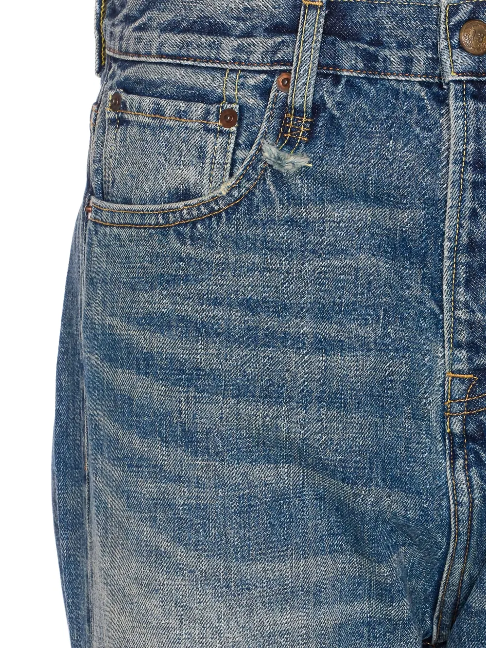 R13 logo-patch cuffed jeans Blauw