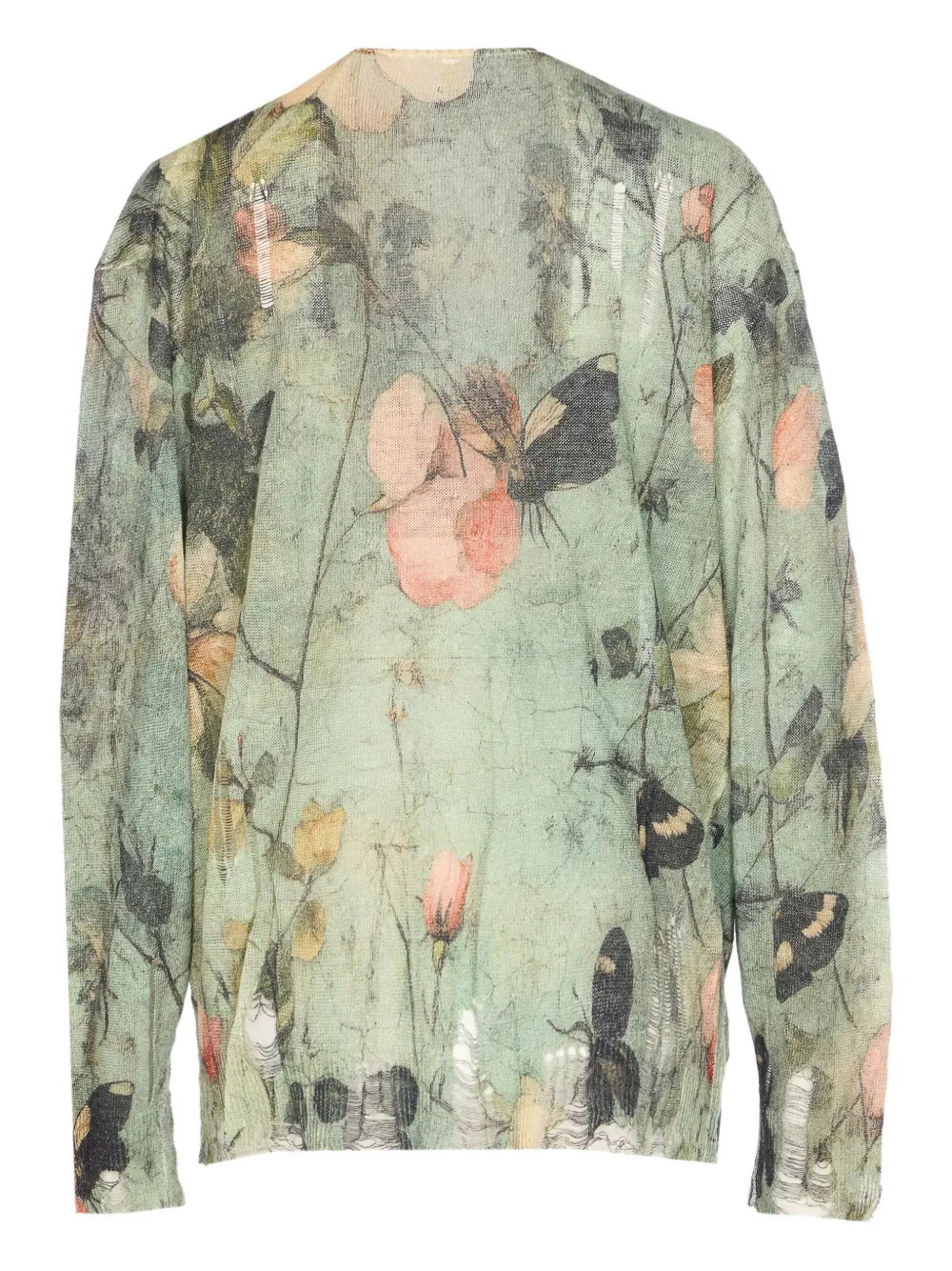 R13 Vest met bloemenprint en rafels Groen