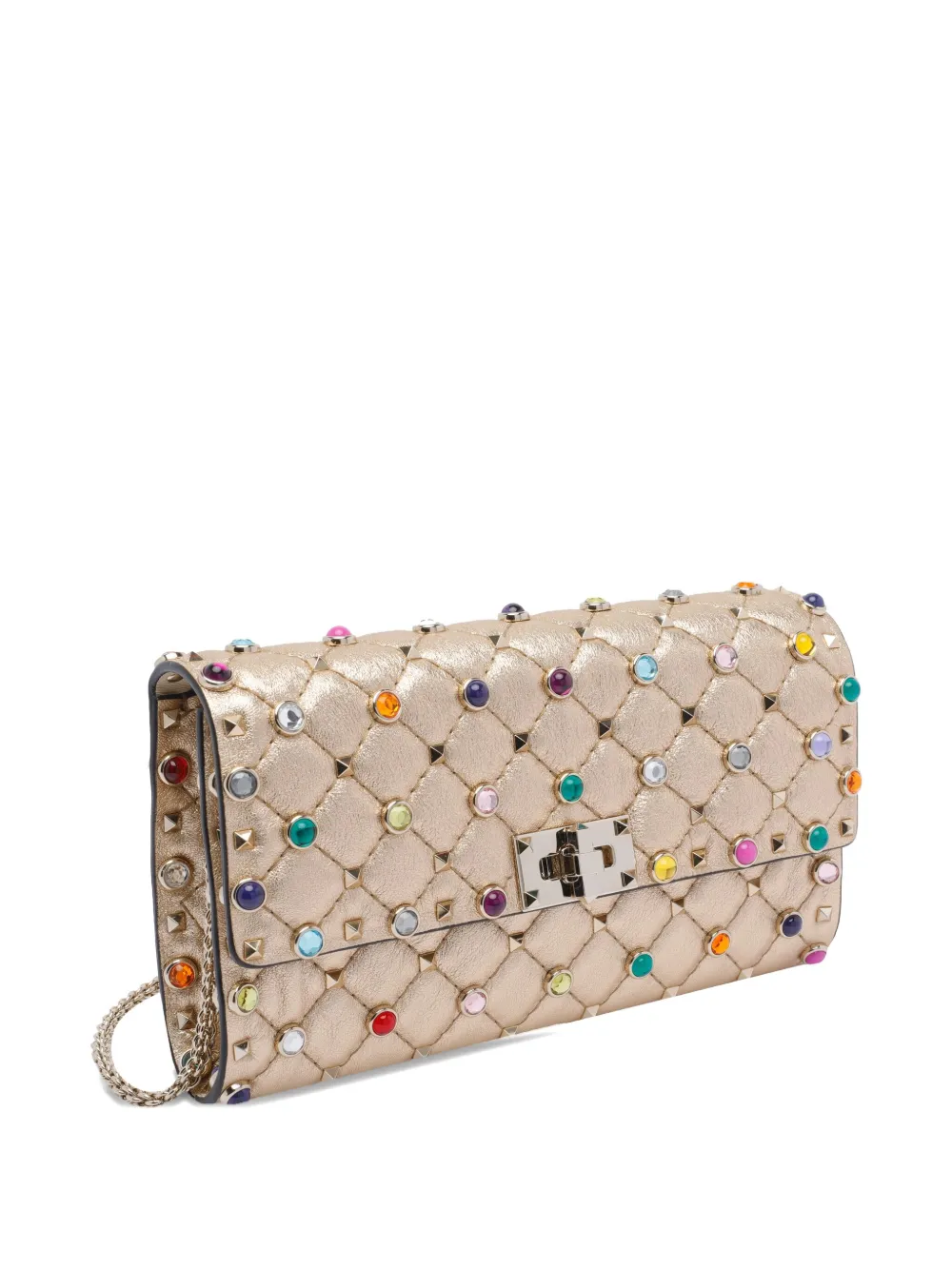 Valentino Garavani Rockstud Spike jewel-embellished pochette Beige