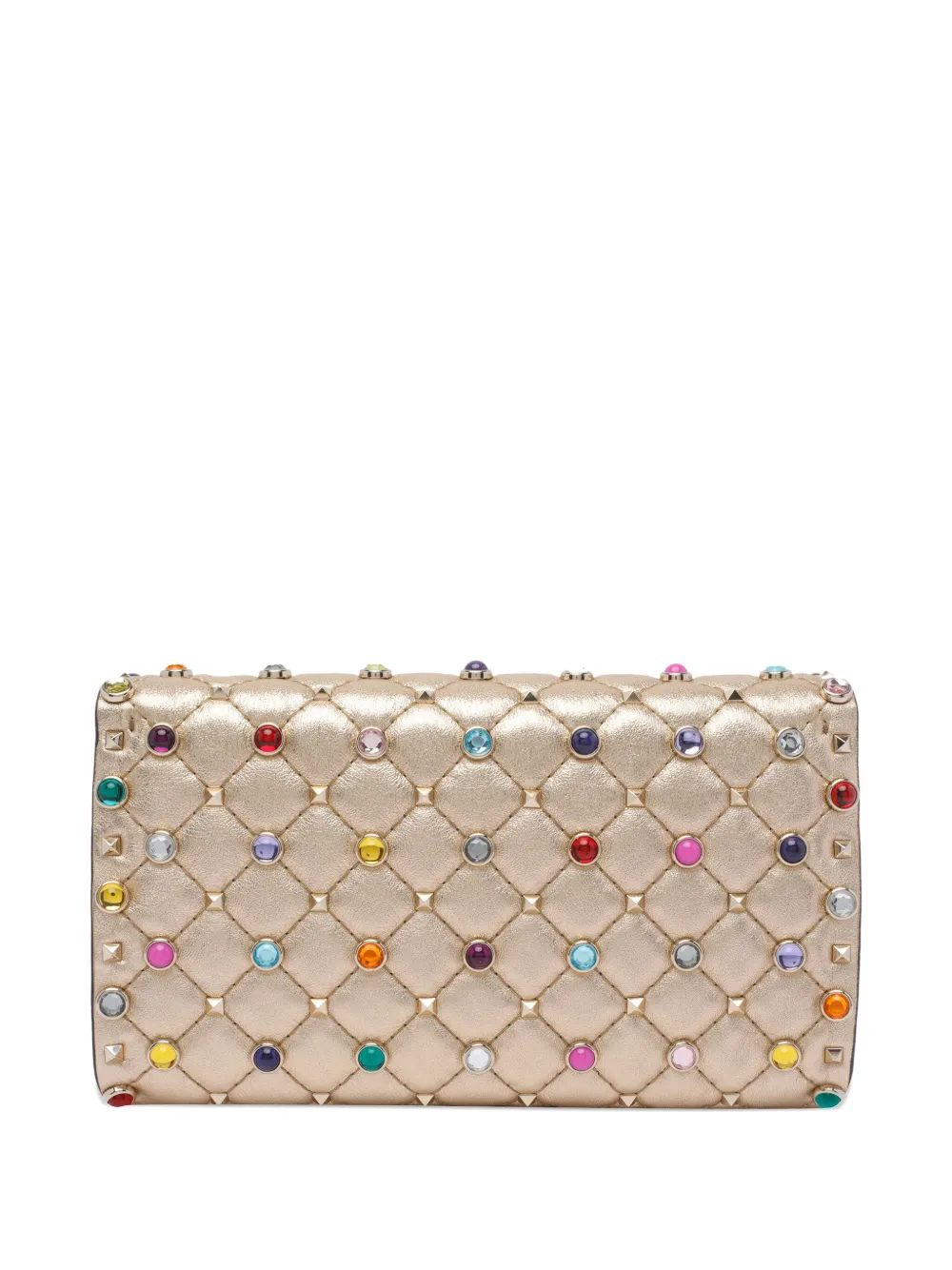 Valentino Garavani Rockstud Spike jewel-embellished pochette Beige