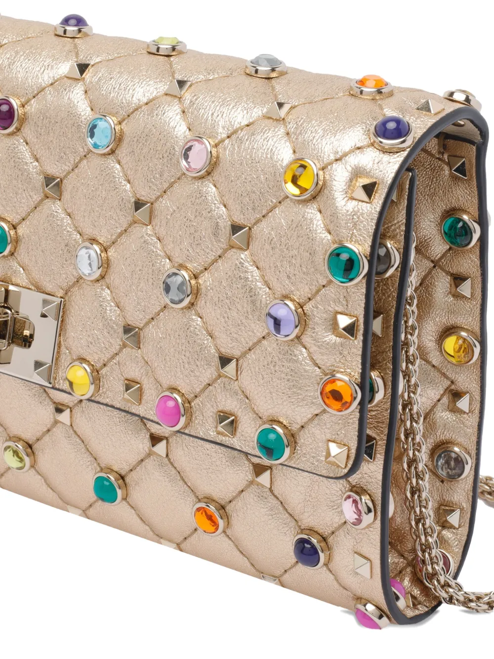 Valentino Garavani Rockstud Spike jewel-embellished pochette Beige