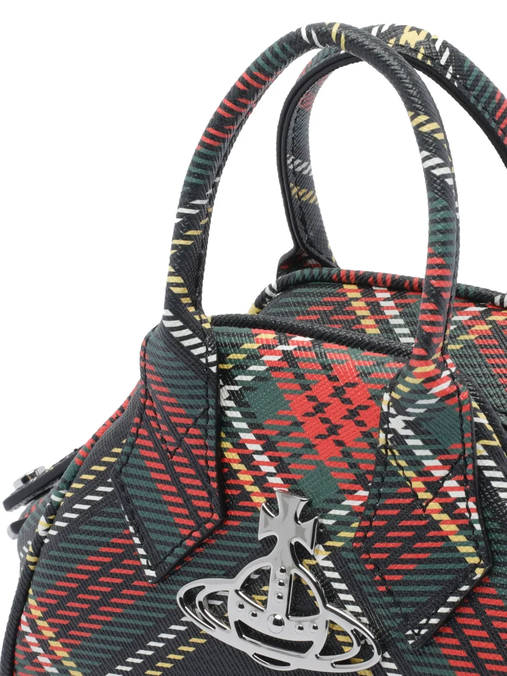 Vivienne Westwood orb-embellished plaid tote bag Rood