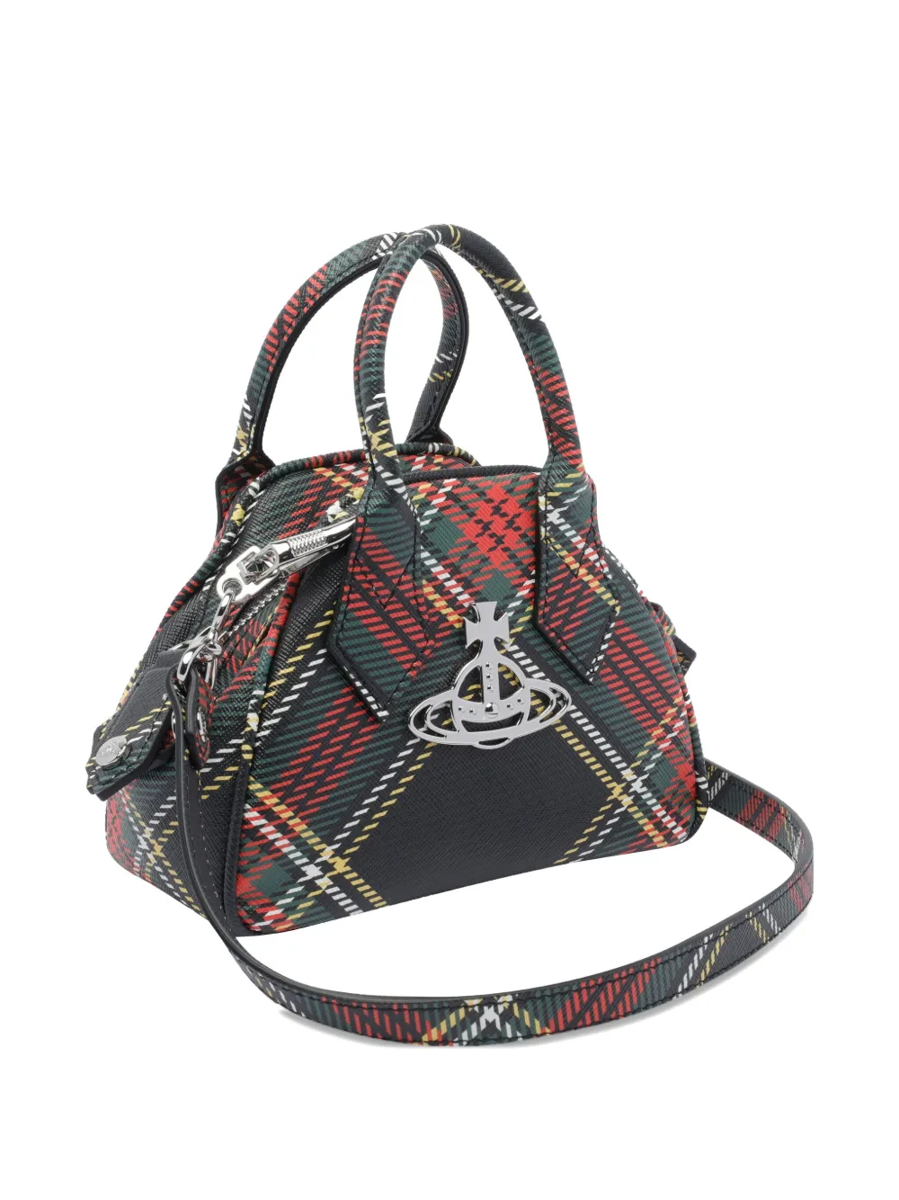 Vivienne Westwood orb-embellished plaid tote bag Rood