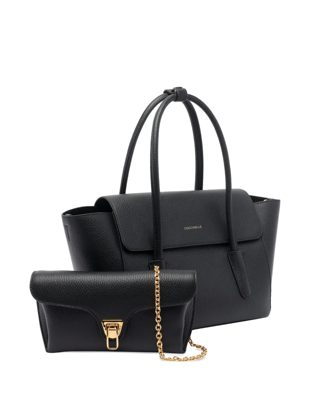 Coccinelle Double Beat leren shopper Zwart