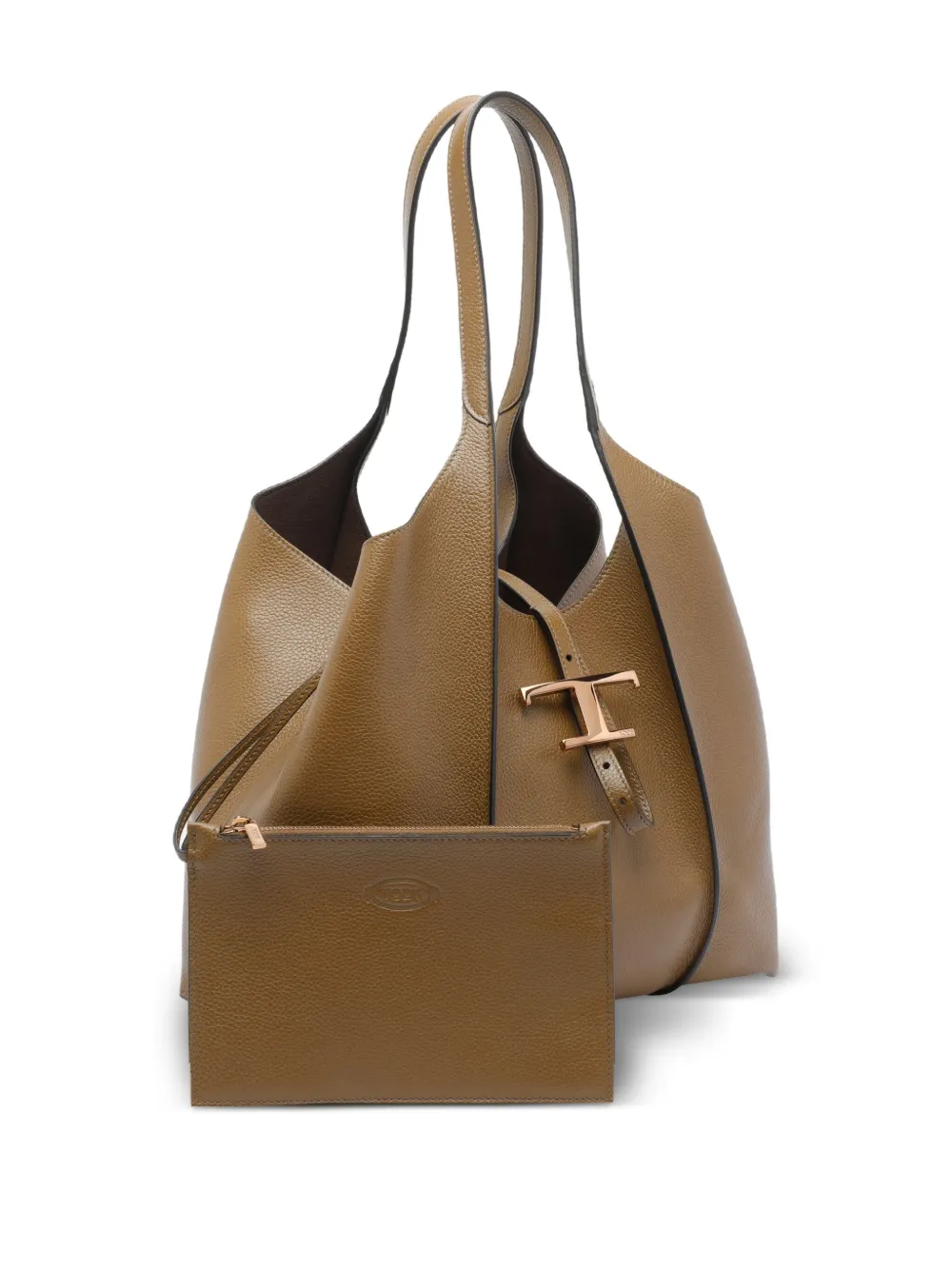 Tod's Medium T-timeless Calfskin Leather Tote Bag in Brown, view 4