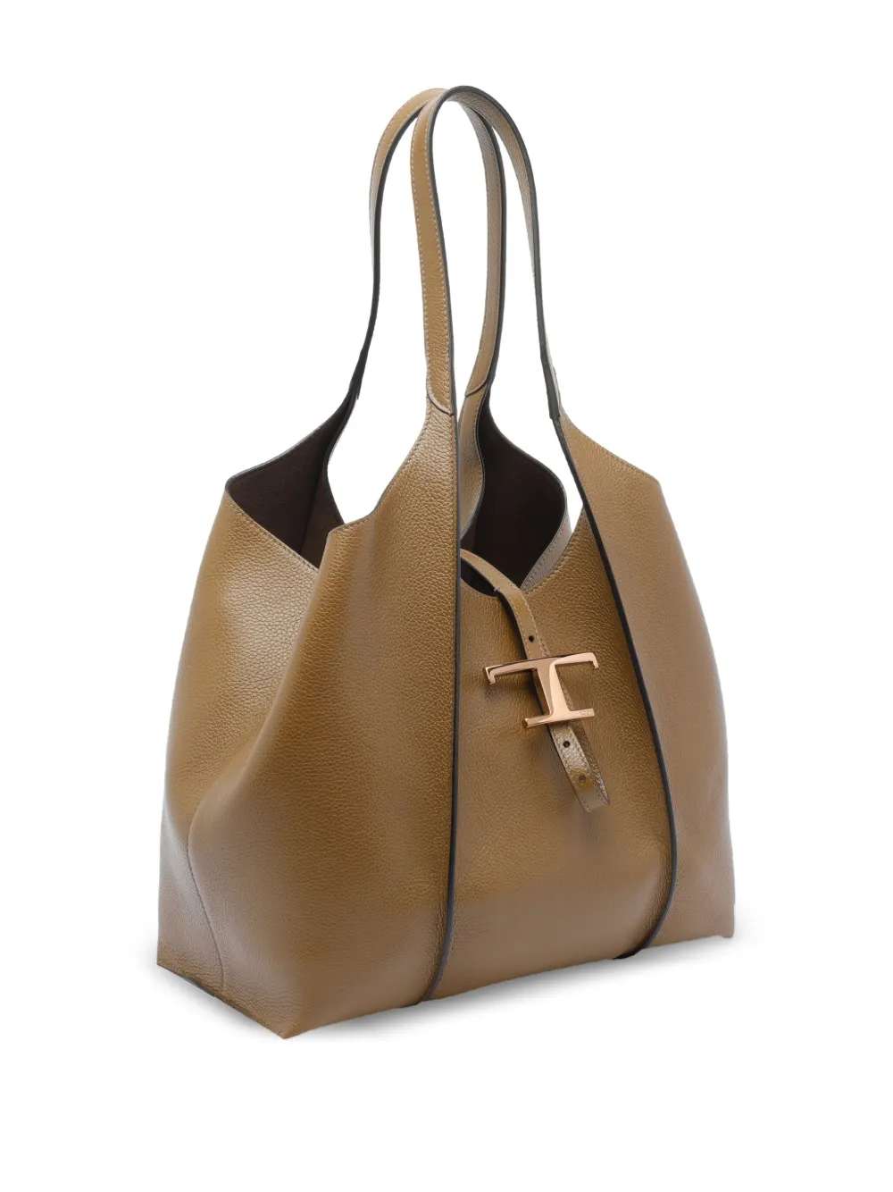 Tod's Medium T-timeless Calfskin Leather Tote Bag in Brown, view 3