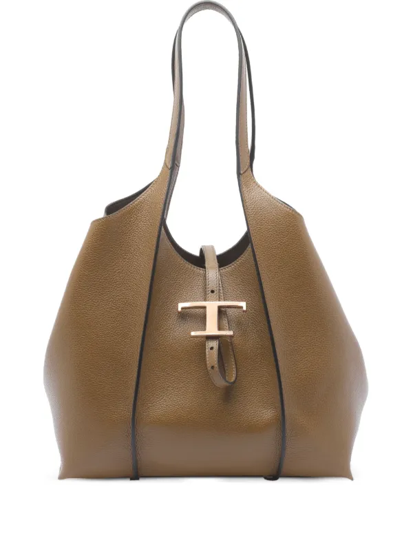 Tod's Medium T-timeless Calfskin Leather Tote Bag in Brown