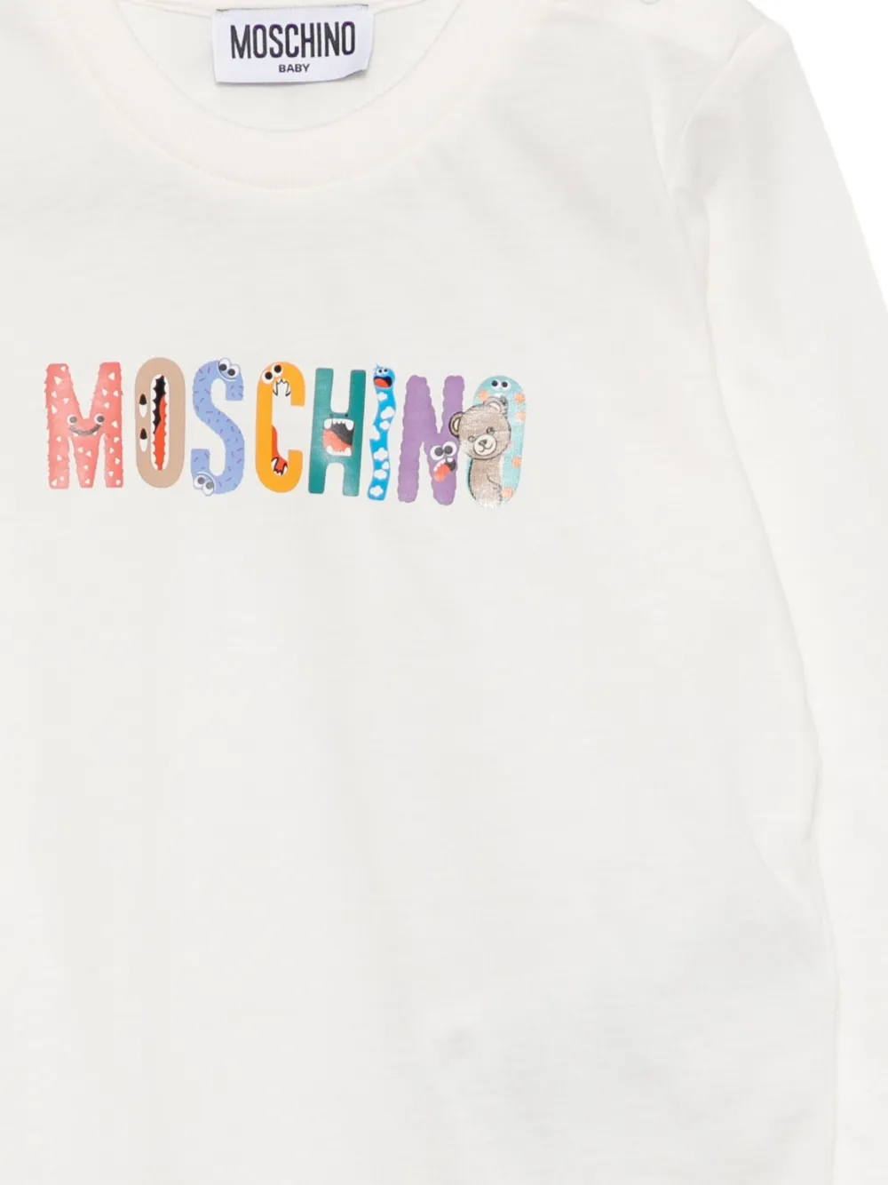 Moschino Kids Katoenen T-shirt met logoprint Wit