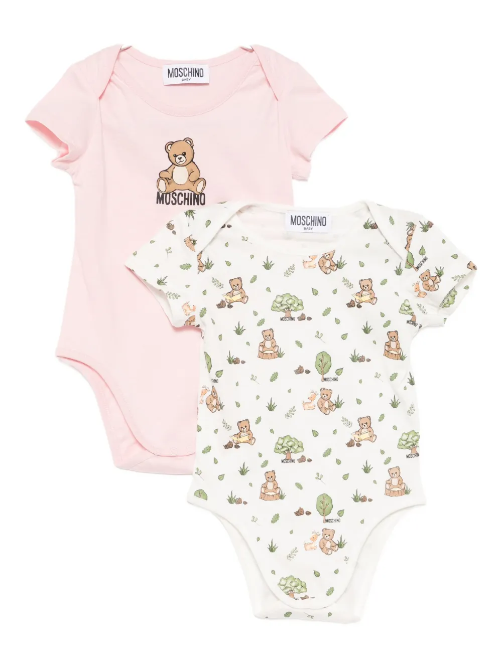 Moschino Terry Bear Bodies (set Of Two) In Pink