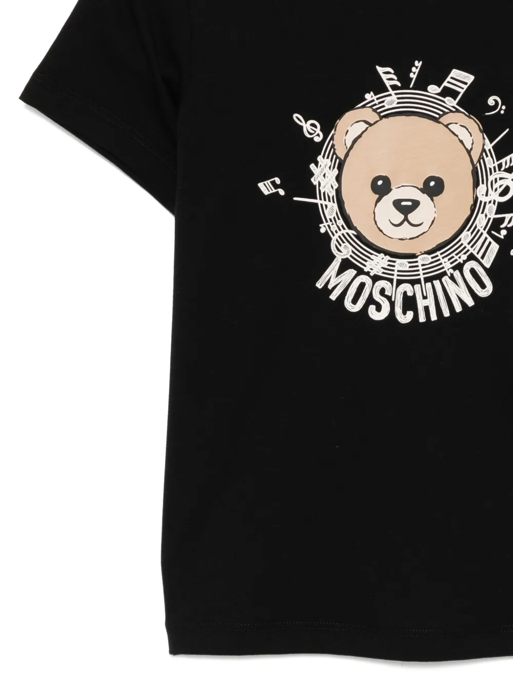 Moschino Kids Katoenen T-shirt met logoprint Zwart