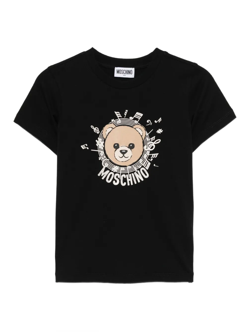 Moschino Kids Katoenen T-shirt met logoprint Zwart