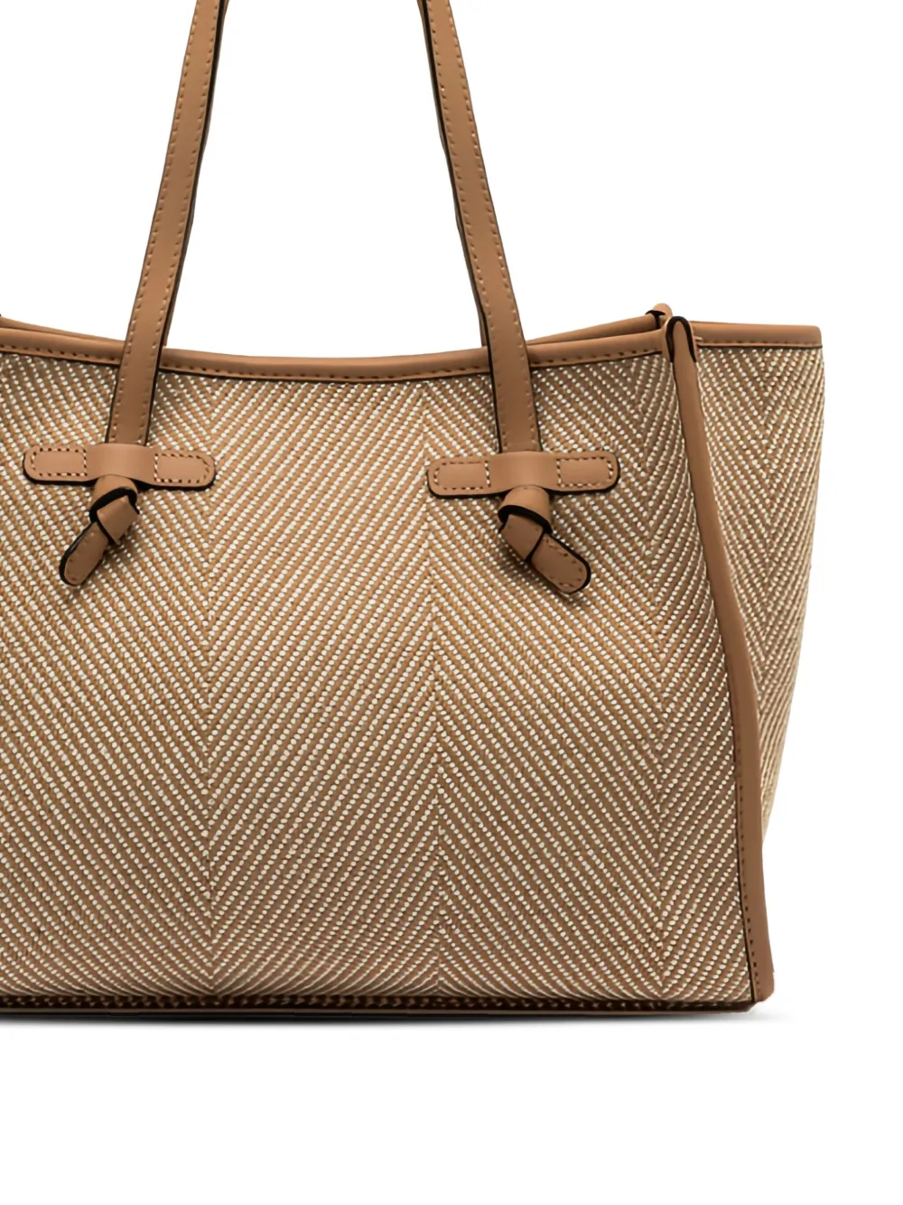 GIANNI CHIARINI Marcella geknoopte shopper met visgraatpatroon - Beige