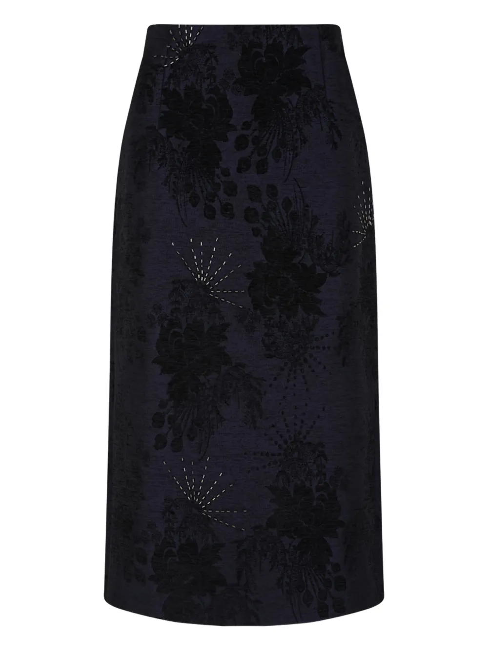 Hui Milano Floral Midi Skirt In Blue