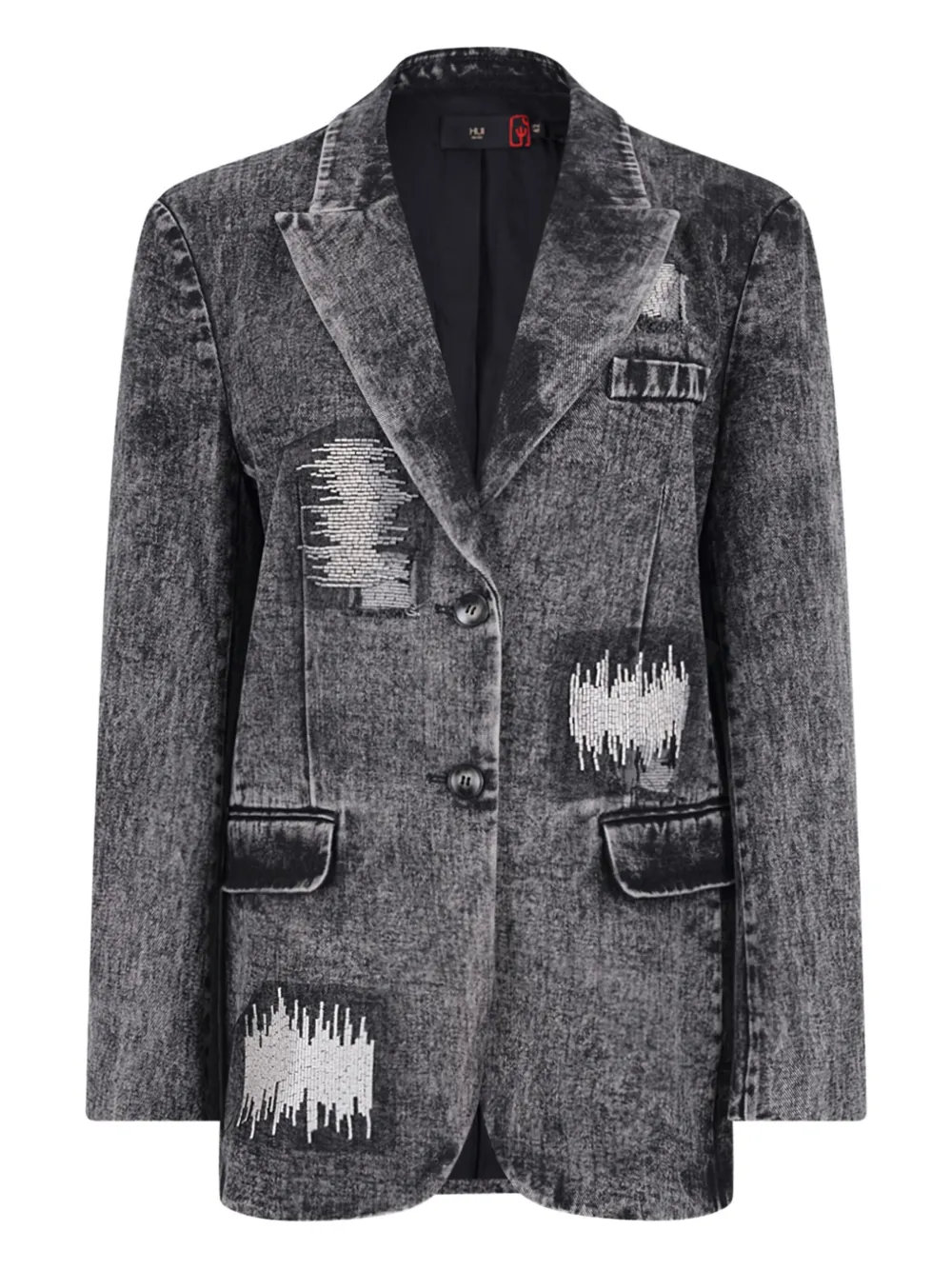 Hui Milano Cotton Notched Lapels Jacket In Gray